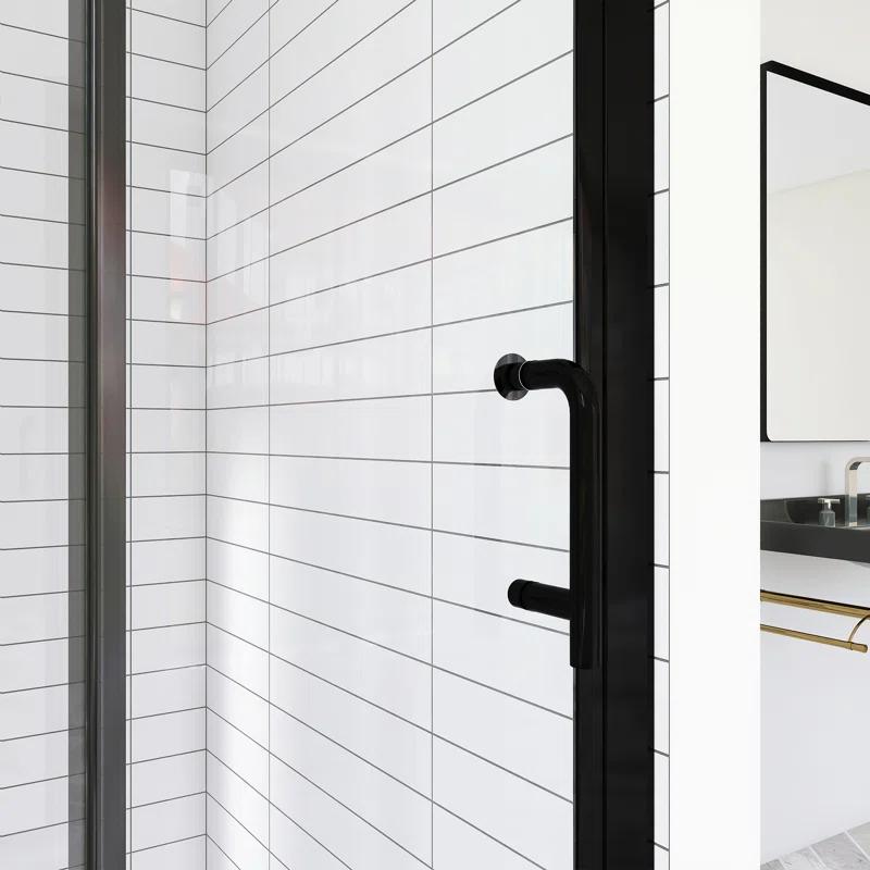 30 In. W X 72 In. H Pivot Semi-Frameless Shower Door
