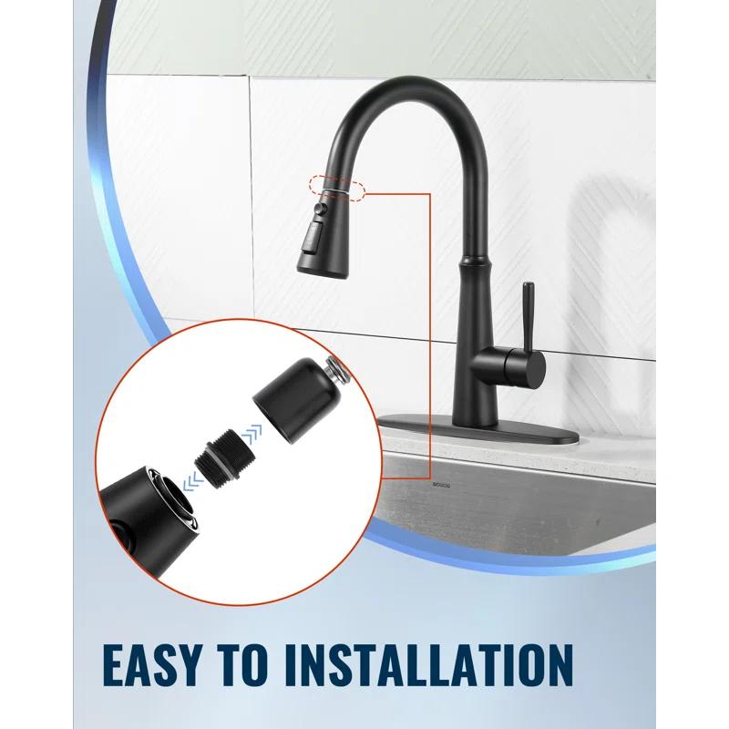 WOWOW 3-Function Sprayer Pull Down Kitchen Faucet Spray Head Replacement With 9-Adapter Kit