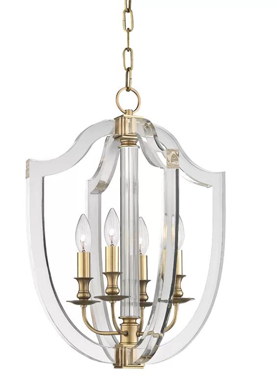 Arietta 17" Aged Brass and Crystal 4-Light Pendant