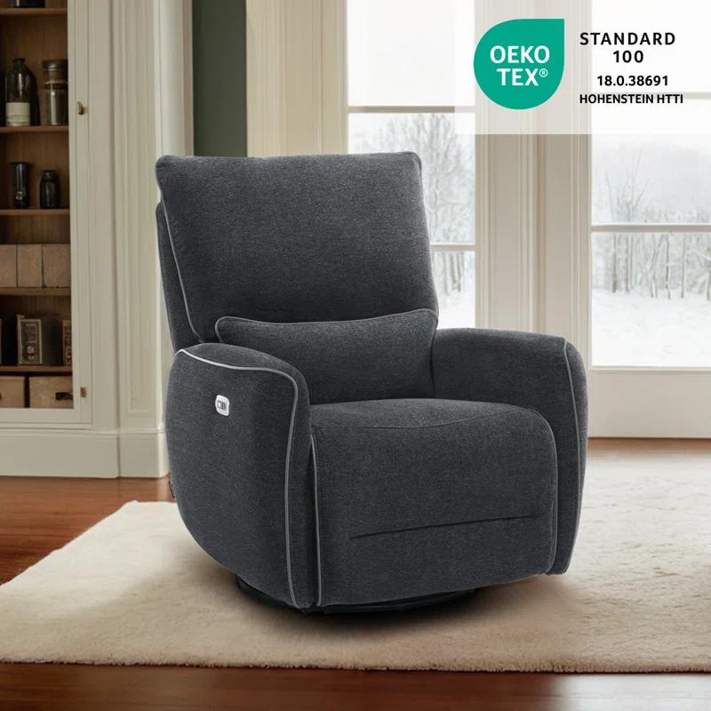 Swivel Glider Power Recliner Chair, Electric Rocker Recliner Chairs with USB Ports For Nursery, Fabric