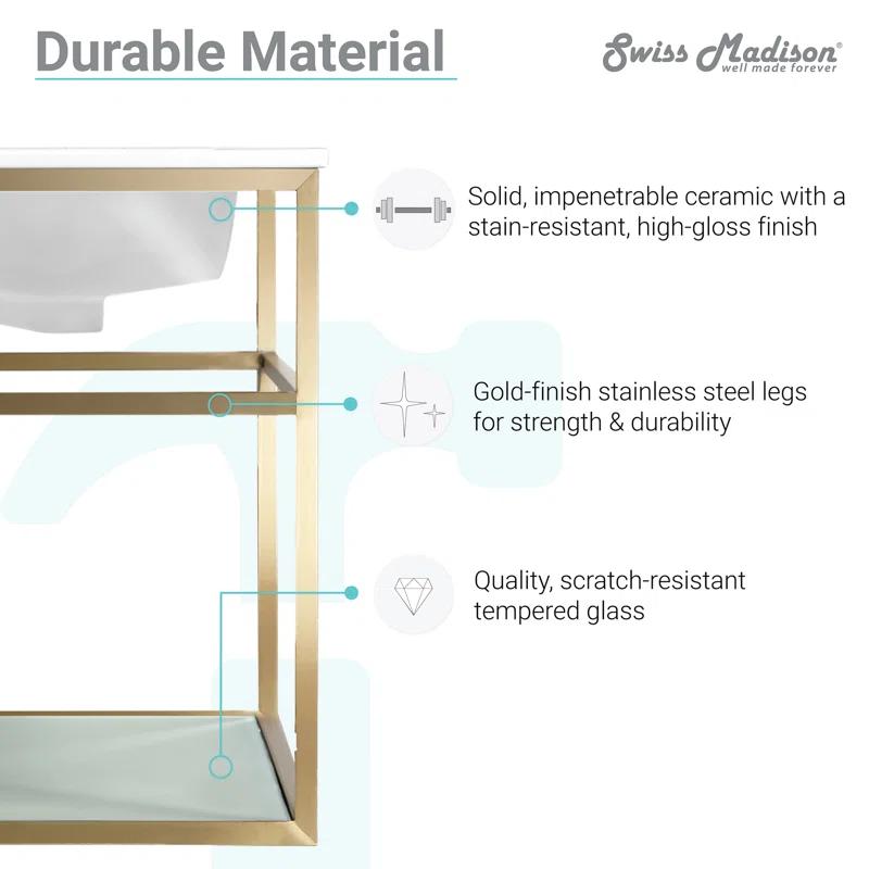 Pierre 30 Single, Open Shelf, Metal Frame Bathroom Vanity