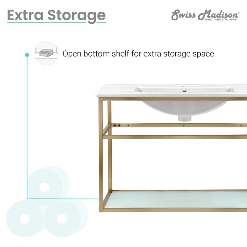 Pierre 30 Single, Open Shelf, Metal Frame Bathroom Vanity