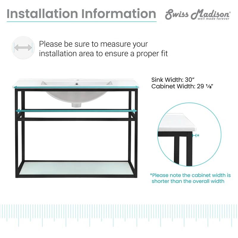 Pierre 30 Single, Open Shelf, Metal Frame Bathroom Vanity