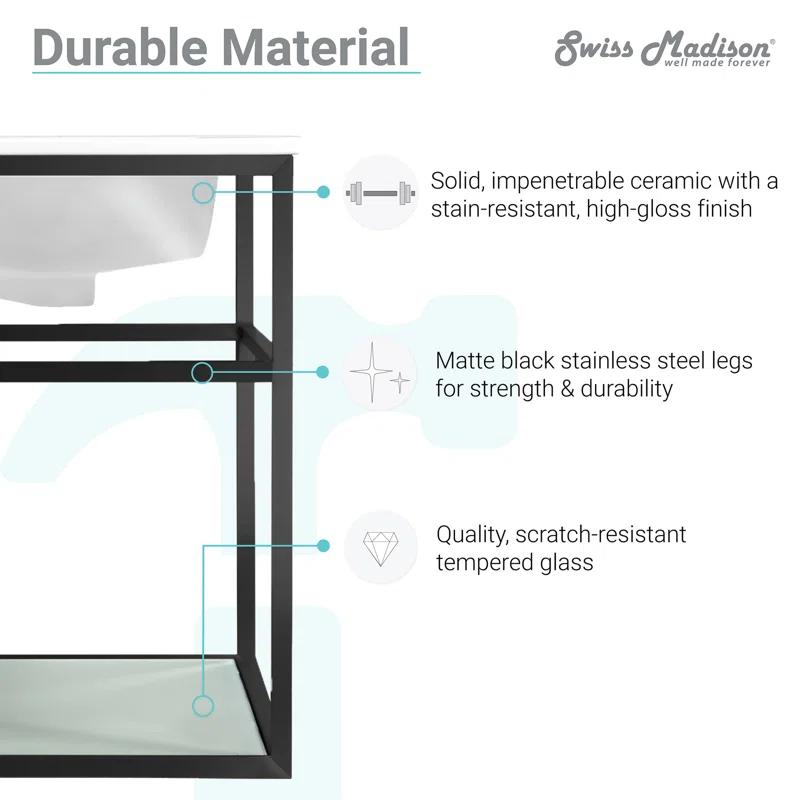 Pierre 30 Single, Open Shelf, Metal Frame Bathroom Vanity