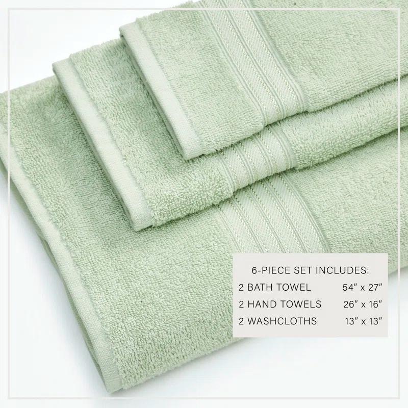 FreshFolds Super Soft 100% Ringspun Cotton Quick-Dry 6-Piece Towel Set
