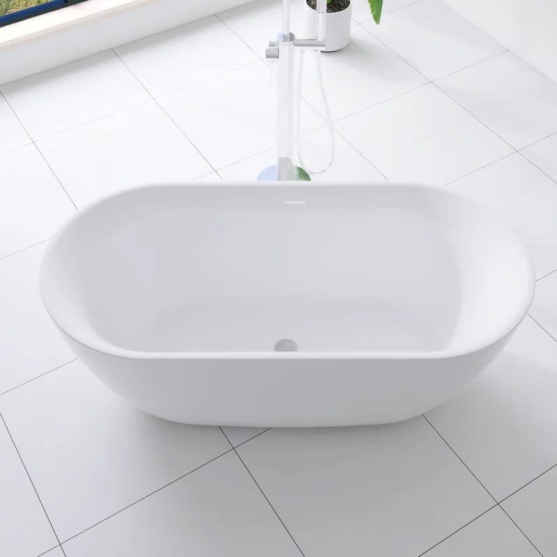 Staykiwi 67'' x 29'' Freestanding Soaking Plastic / Acrylic Bathtub JJCS04BT-67