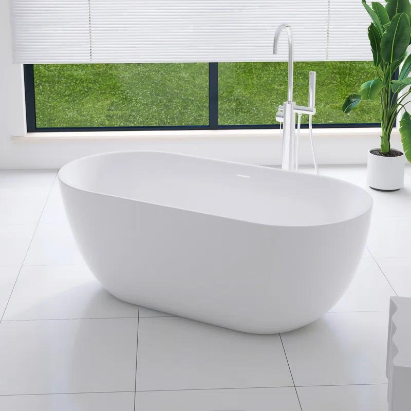 Staykiwi 67'' x 29'' Freestanding Soaking Plastic / Acrylic Bathtub JJCS04BT-67