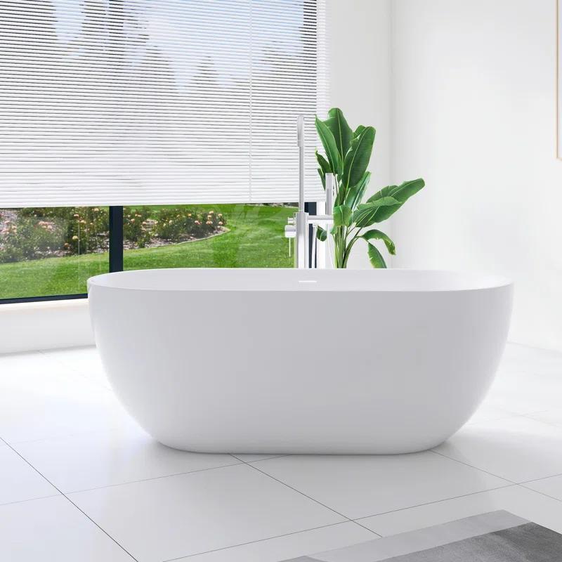 Staykiwi 67'' x 29'' Freestanding Soaking Plastic / Acrylic Bathtub JJCS04BT-67