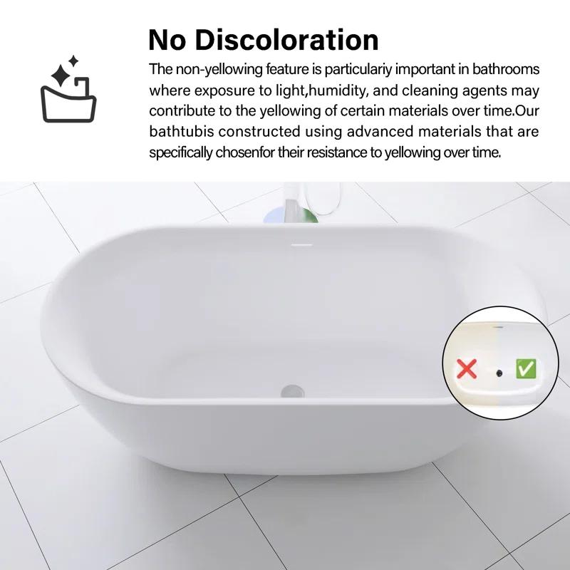 Staykiwi 67'' x 29'' Freestanding Soaking Plastic / Acrylic Bathtub JJCS04BT-67