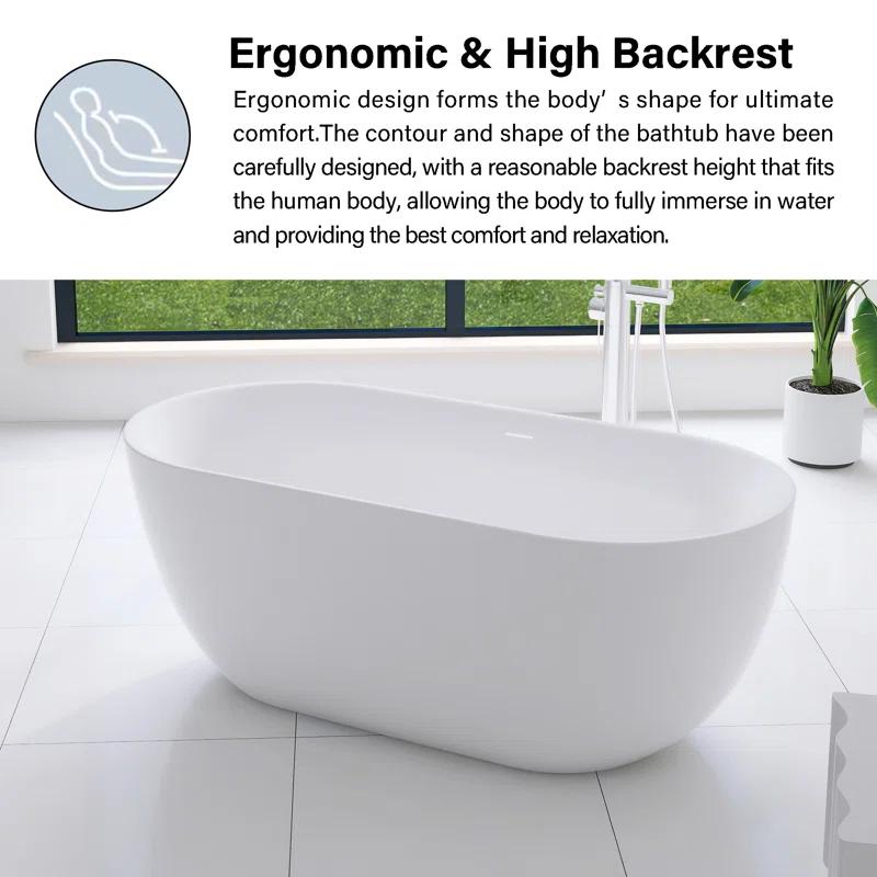 Staykiwi 67'' x 29'' Freestanding Soaking Plastic / Acrylic Bathtub JJCS04BT-67