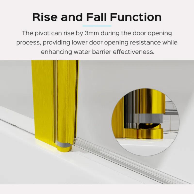 GZMWON 43 in. W * 58 in. H Frameless Folding Shower Doors 1/4" (6mm) Thick SGCC Tempered Glass Door Bathroom Pivot Tub Glass Door