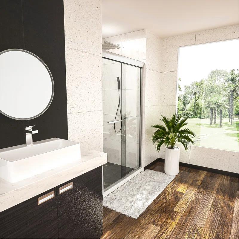 Shower Door 48" W X 76"H Semi-Frameless Bypass Sliding Shower Enclosure