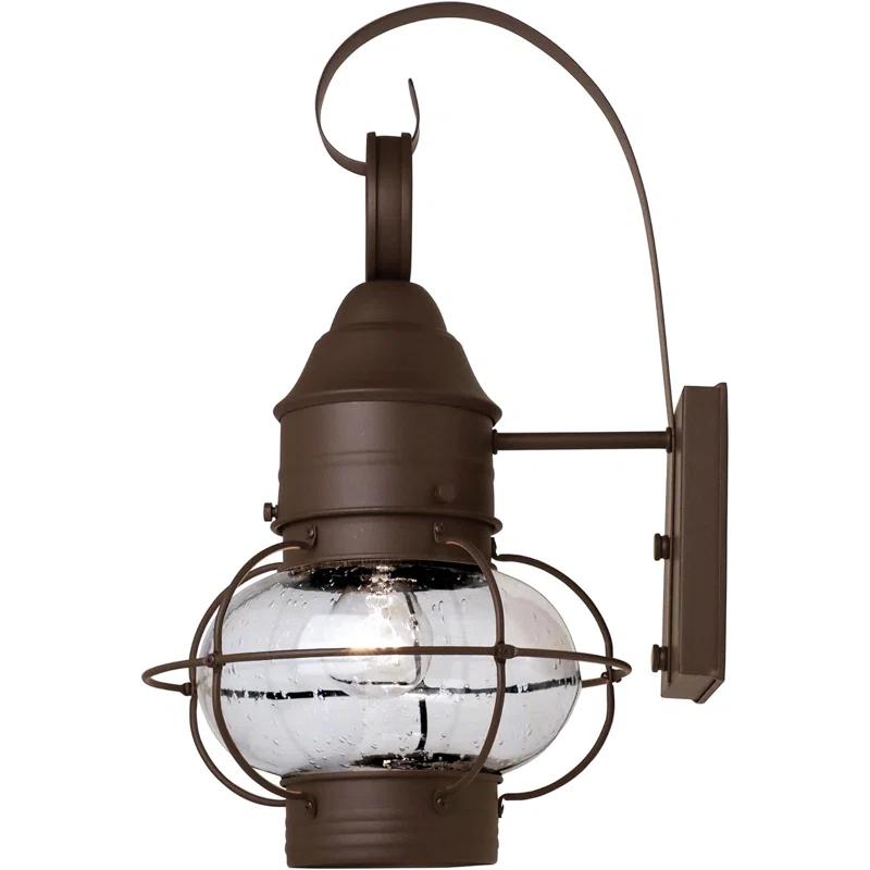 Nantucket Rustic Wall Lantern Sconce - Outdoor Lighting Fixture With Clear Seedy Glass, Durable Steel Construction, And Easy Installation