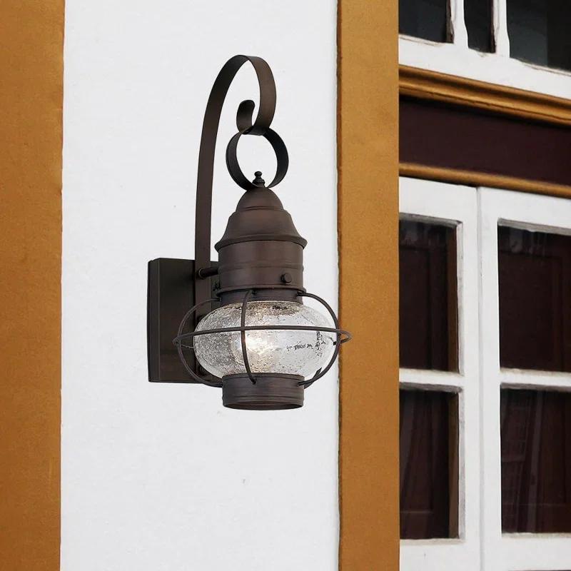 Nantucket Rustic Wall Lantern Sconce - Outdoor Lighting Fixture With Clear Seedy Glass, Durable Steel Construction, And Easy Installation