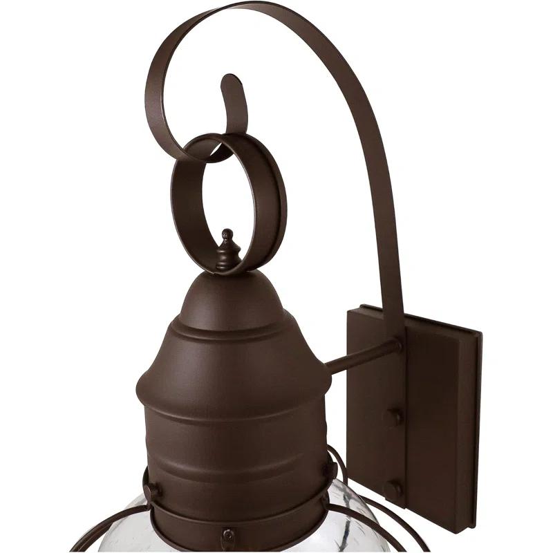 Nantucket Rustic Wall Lantern Sconce - Outdoor Lighting Fixture With Clear Seedy Glass, Durable Steel Construction, And Easy Installation
