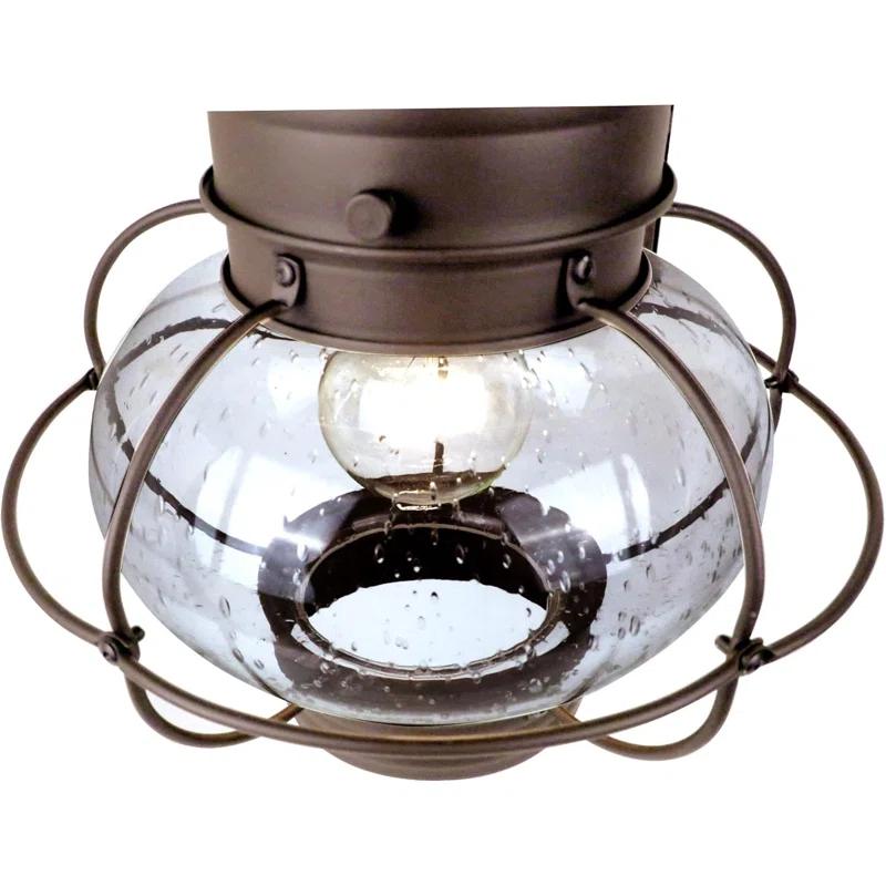 Nantucket Rustic Wall Lantern Sconce - Outdoor Lighting Fixture With Clear Seedy Glass, Durable Steel Construction, And Easy Installation