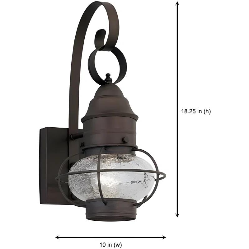Nantucket Rustic Wall Lantern Sconce - Outdoor Lighting Fixture With Clear Seedy Glass, Durable Steel Construction, And Easy Installation