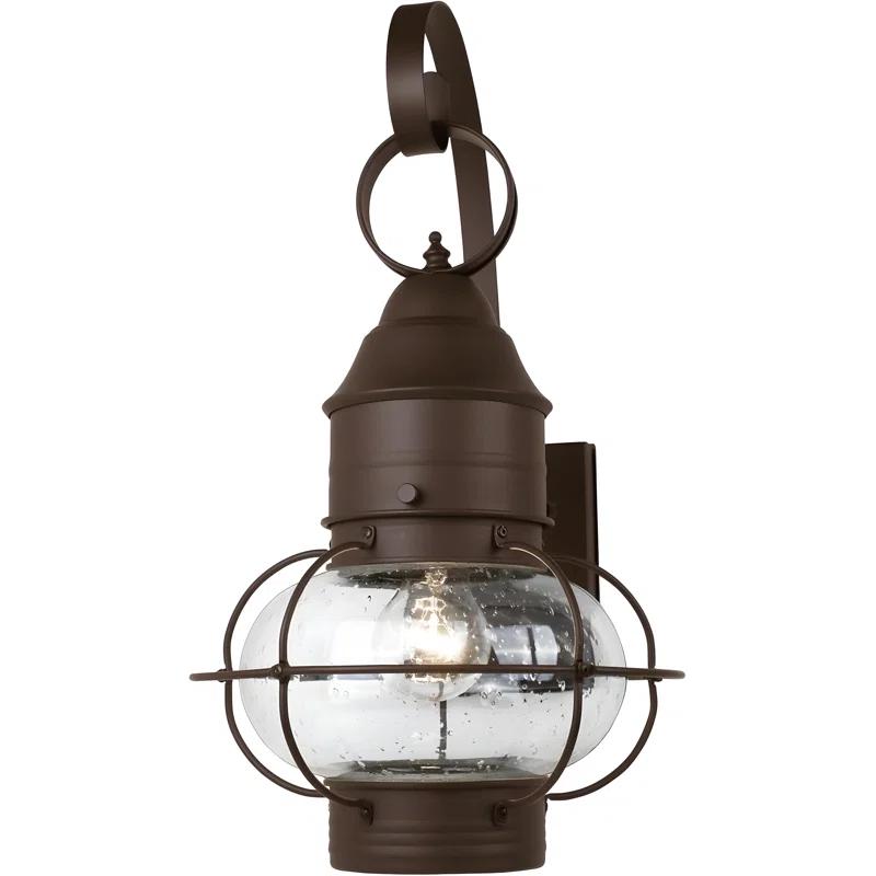 Nantucket Rustic Wall Lantern Sconce - Outdoor Lighting Fixture With Clear Seedy Glass, Durable Steel Construction, And Easy Installation