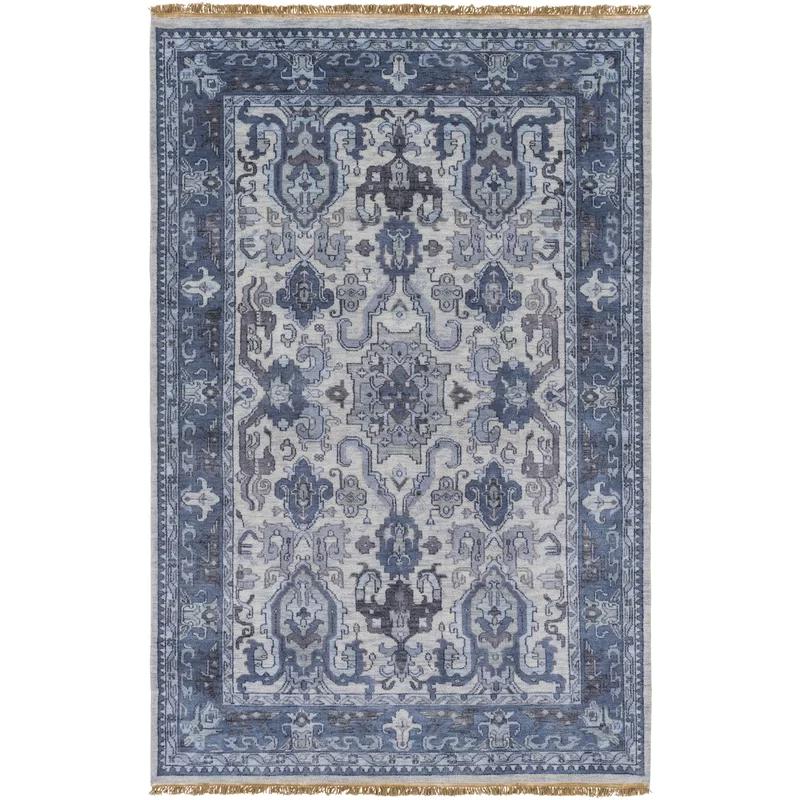 Hand-Knotted Blue Wool Round Bohemian Accent Rug
