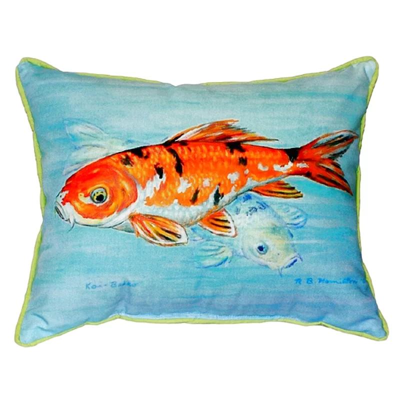 Embroidered Koi Garden Outdoor Pillow Set 11"x14"