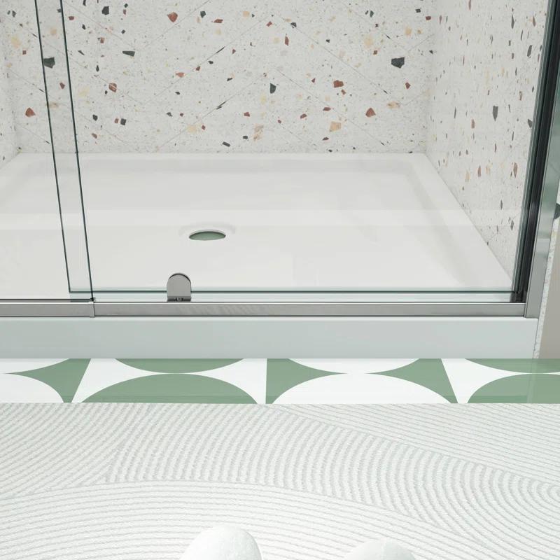 50-54" W X 71" H Piovt Swing Glass Shower Door,Pivot Frame Sliding Shower Door With 1/4"(6Mm) Clear SGCC Tempered Glass, Shower Doors,Reversible Installation