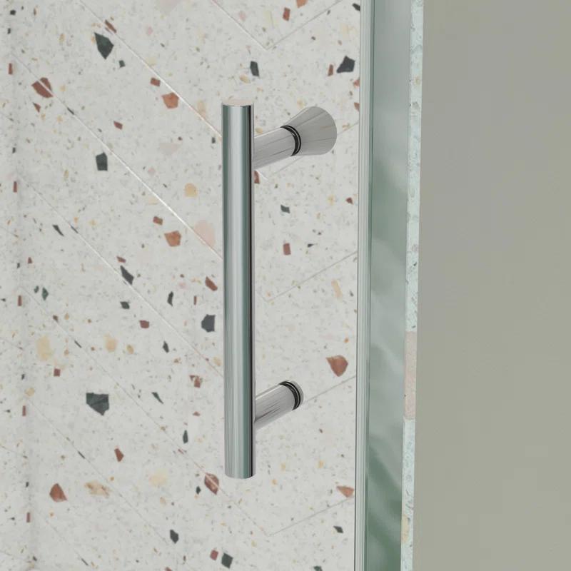 50-54" W X 71" H Piovt Swing Glass Shower Door,Pivot Frame Sliding Shower Door With 1/4"(6Mm) Clear SGCC Tempered Glass, Shower Doors,Reversible Installation