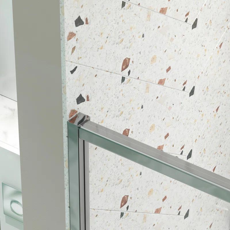 50-54" W X 71" H Piovt Swing Glass Shower Door,Pivot Frame Sliding Shower Door With 1/4"(6Mm) Clear SGCC Tempered Glass, Shower Doors,Reversible Installation