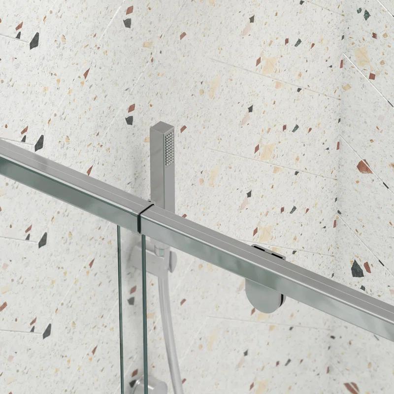 50-54" W X 71" H Piovt Swing Glass Shower Door,Pivot Frame Sliding Shower Door With 1/4"(6Mm) Clear SGCC Tempered Glass, Shower Doors,Reversible Installation