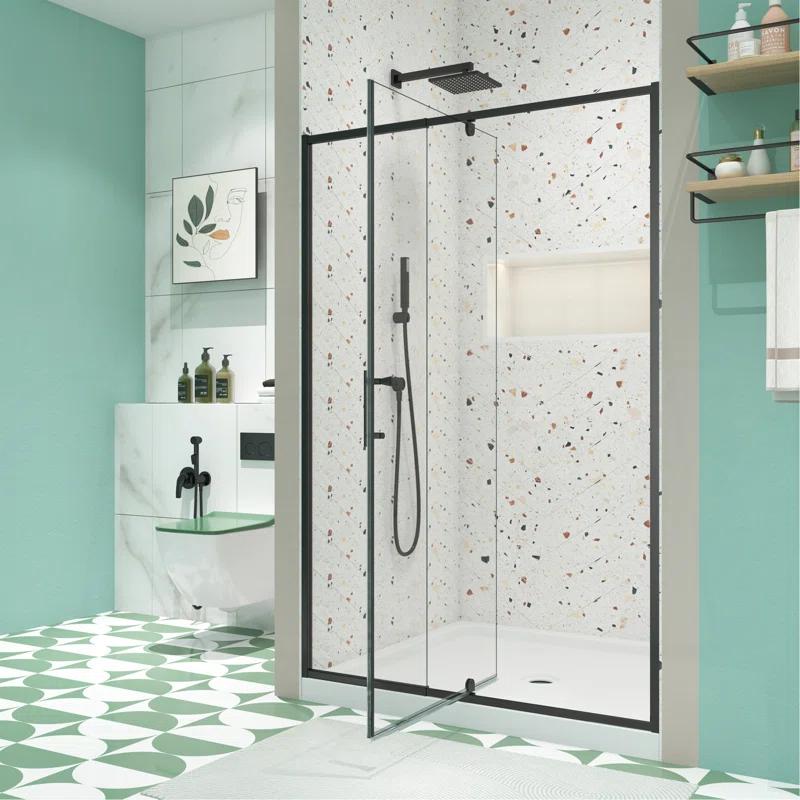 38-42" W x 71" H Flush Glass Shower Door Reversible Installation