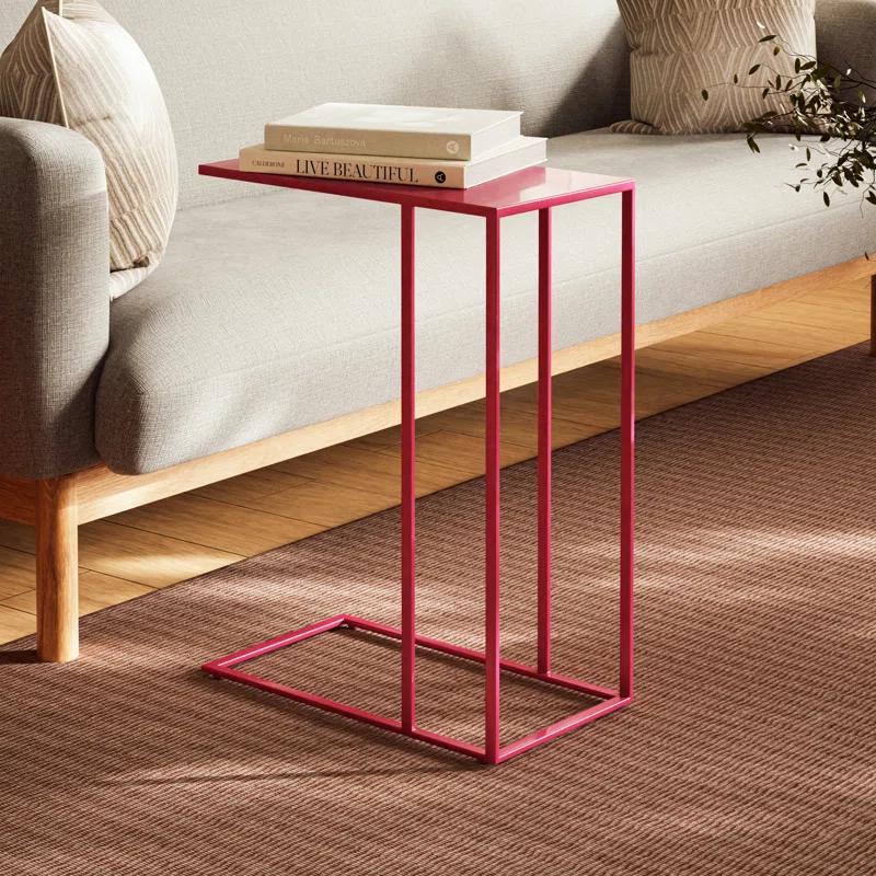Teal Metal Slim Base Rectangular End Table