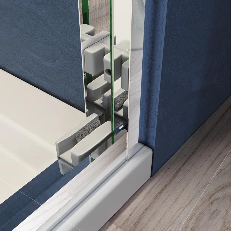 VODYXSEP Sliding Shower Glass Door 56-60 In. W X 72 In. H, Adjustable Semi Frameless Shower Door, Certified Thick Clear Clear Tempered Glass, 304 Stainless Steel Handles Y4VO-W2269P144322