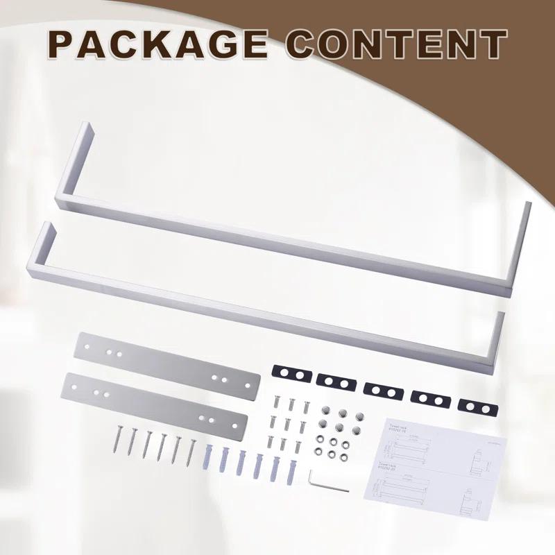 2-Tier Stainless Steel Wall Mounted Square Towel Rack With Concealed Mounting Hardware Staggered Two Rod Towel Rack