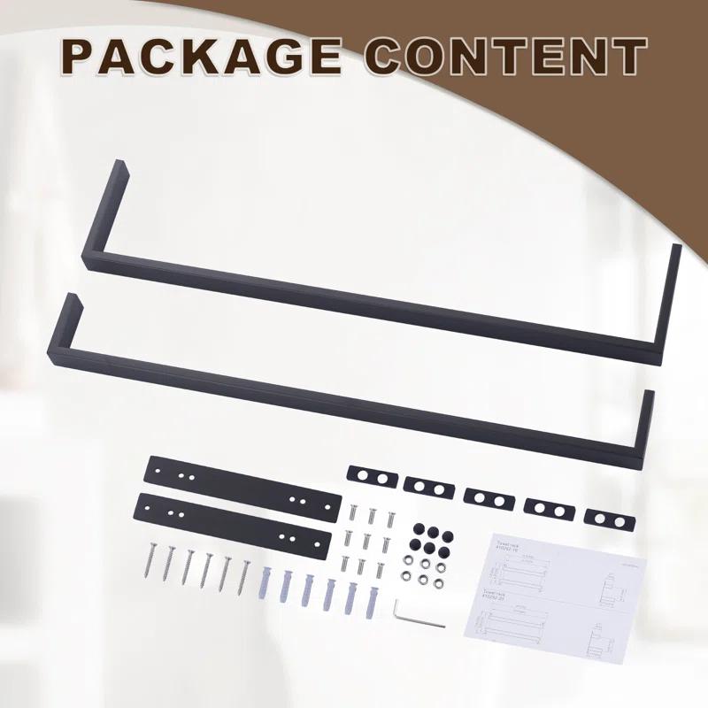 2-Tier Stainless Steel Wall Mounted Square Towel Rack With Concealed Mounting Hardware Staggered Two Rod Towel Rack