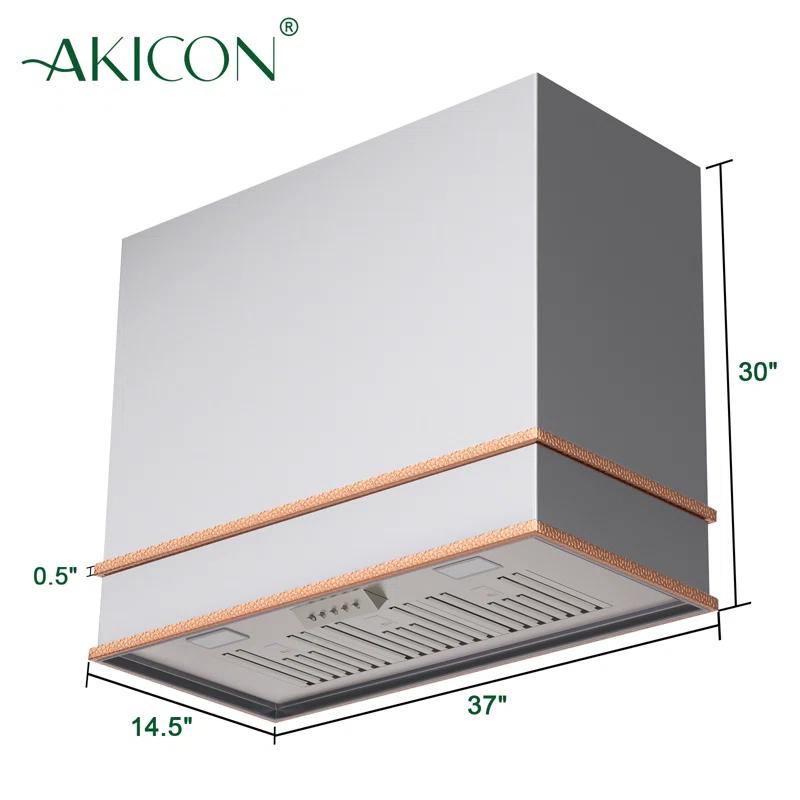 Akicon 36" Stainless Steel 600 CFM Ducted (Vented) Wall Mounted Required Range Hood