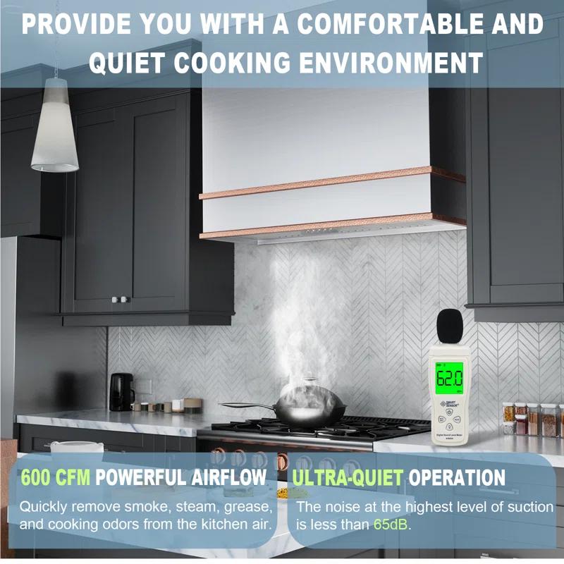 Akicon 36" Stainless Steel 600 CFM Ducted (Vented) Wall Mounted Required Range Hood