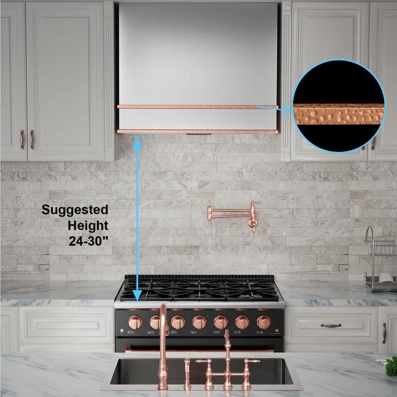 Akicon 36" Stainless Steel 600 CFM Ducted (Vented) Wall Mounted Required Range Hood