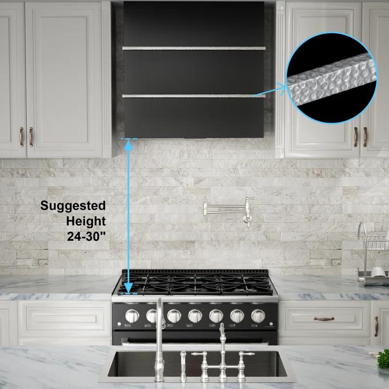 Akicon Akicon 30" Stainless Steel 600 CFM Ducted (Vented) Wall Mounted Required Range Hood AK-HS30HC-JBN