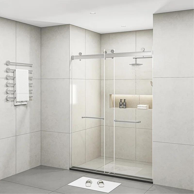 PET STOP LLC F5YDNC1F0736Q 60" Width x 76"Height Shower Doors with 3/8"(10mm) Clear Tempered Glass