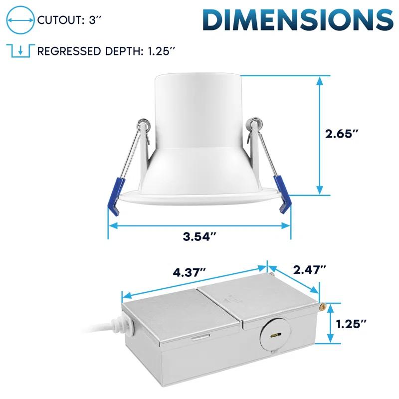 Luxrite 3 Inch LED Recessed Ceiling Light J-Box 8W 5CCT 2700K/3000K/3500K/4000K/5000K 840LM Dimmable Canless Downlight, Wet Rated IC Rated ETL 12 Pack