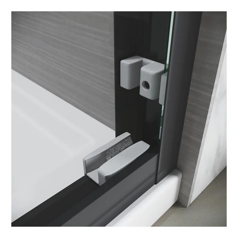 Wood Garden Sliding Shower Glass Door 44-48"W x 72"H, Adjustable Semi Frameless Shower Door, Certified Thick Clear Clear Tempered Glass, 304 Stainless Steel Handles CRASD04-LY160