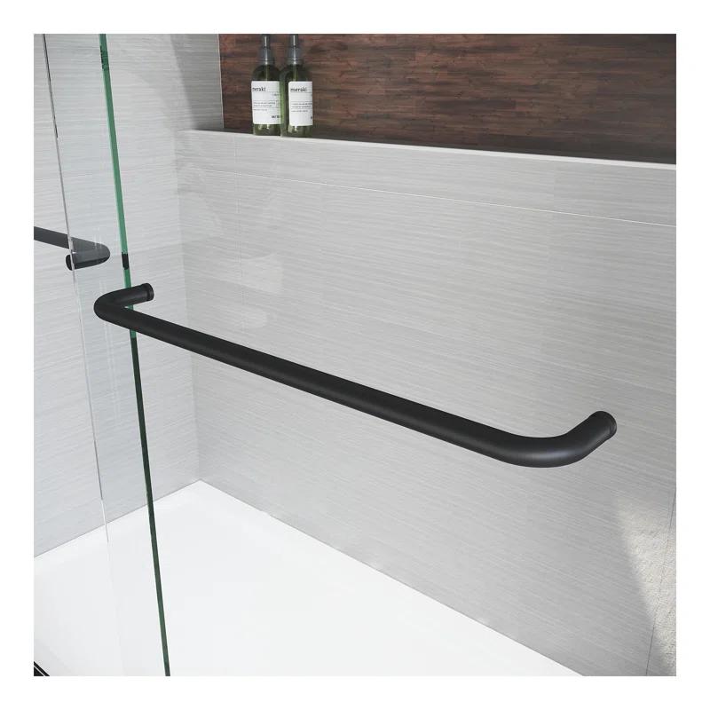 Wood Garden Sliding Shower Glass Door 44-48"W x 72"H, Adjustable Semi Frameless Shower Door, Certified Thick Clear Clear Tempered Glass, 304 Stainless Steel Handles CRASD04-LY160