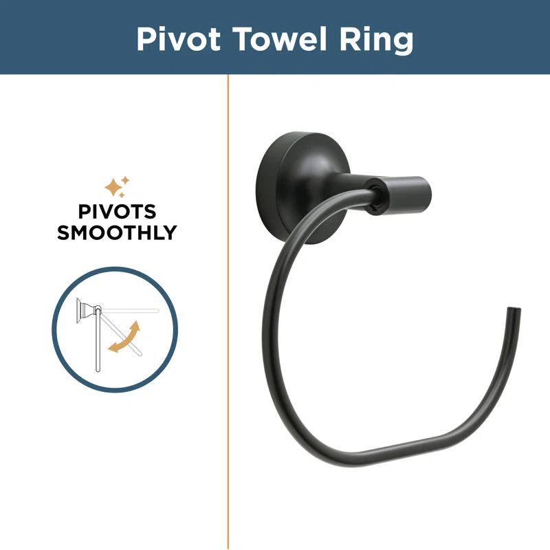 Voisin Round Open Towel Ring Bath Hardware Accessory in Matte Black