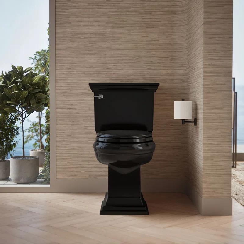 Elongated Toilet Seat, Slow Soft Close, Oval(Oblong) Toilet Seat For Elongated Toilets, Quiet-Close Lid And Seat, Easy To Install And Clean, Never Loosen, Black(18.5)