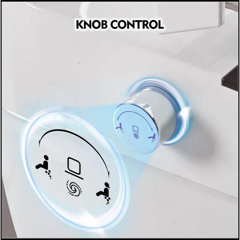 Smart Toilet Bidet Combo With Self-Cleaning Nozzle,Upmarket Compact Dual Flush Toilet 1/1.28 GPF,Tank Less Toilet With Foot Sensor Flush,White Night Light,Knob Control,Power Outage Flushing,Soft Close