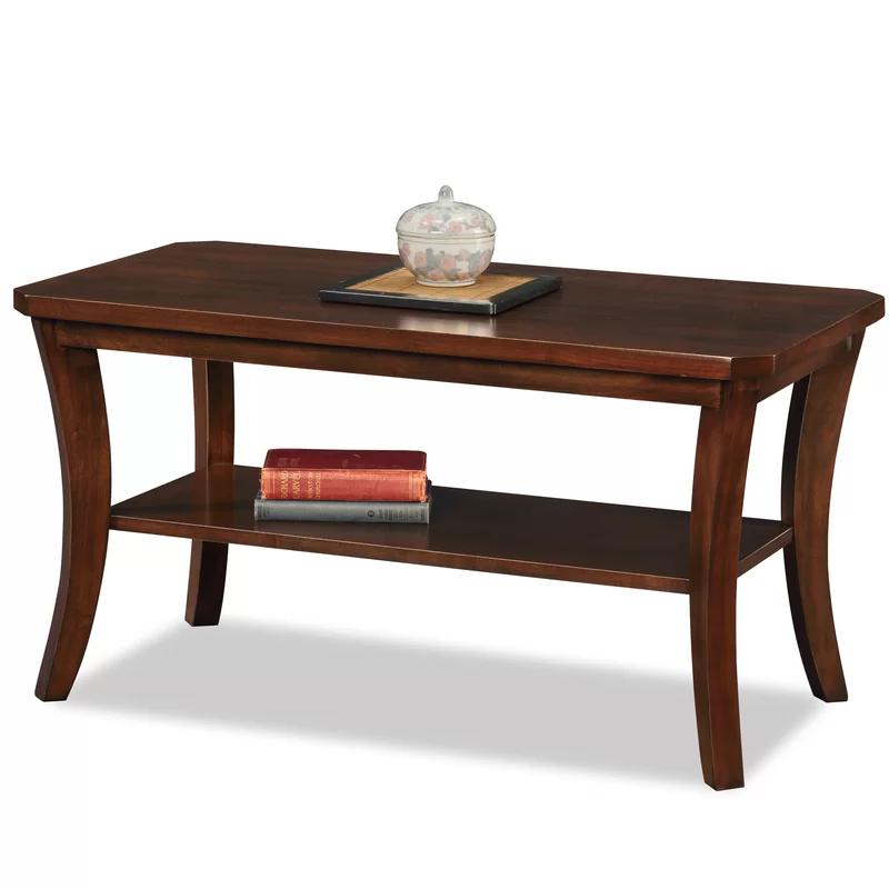 Compact Chocolate Cherry Solid Wood Coffee Table for Small Spaces