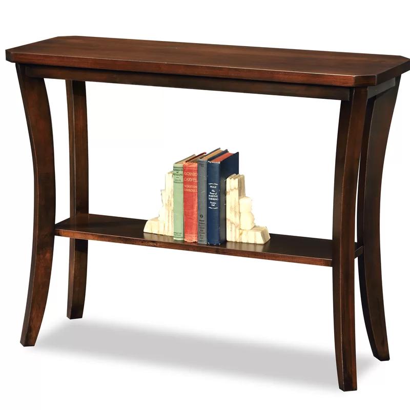 Curvaceous Chocolate Cherry Solid Wood Console Table with Storage