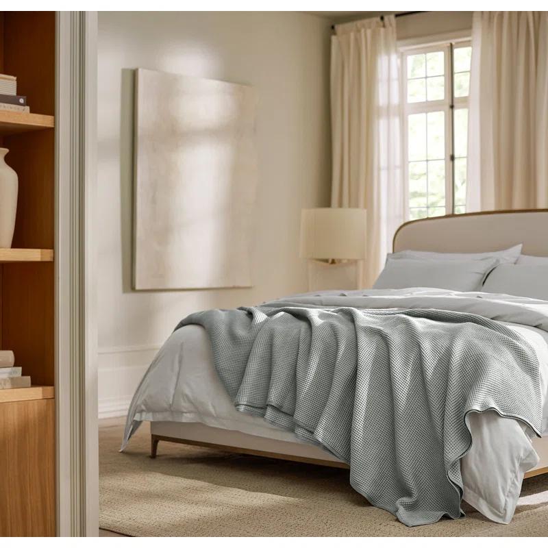 BOLL & BRANCH Waffle Bed Blanket - Twin, Shore - Luxury 100% Organic Cotton - Soft, Lightweight and Breathable - Textured Waffle Weave Design