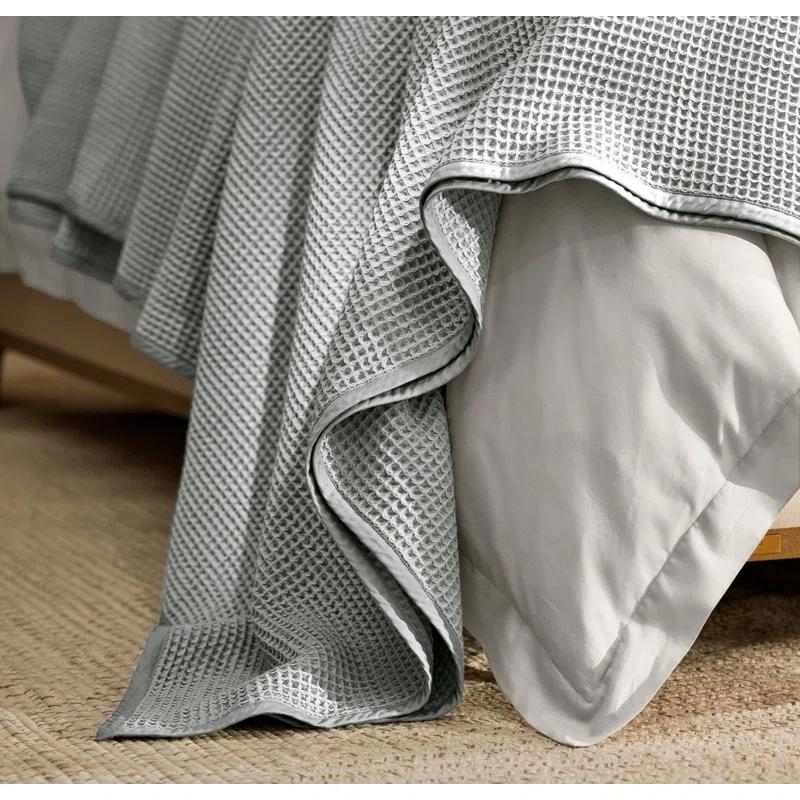 BOLL & BRANCH Waffle Bed Blanket - Twin, Shore - Luxury 100% Organic Cotton - Soft, Lightweight and Breathable - Textured Waffle Weave Design