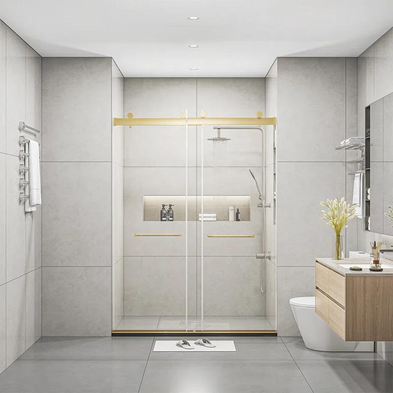 Dimorphos Frameless Sliding Glass Shower Doors with 3/8"(10mm) Clear Tempered Glass 11DD701957Q
