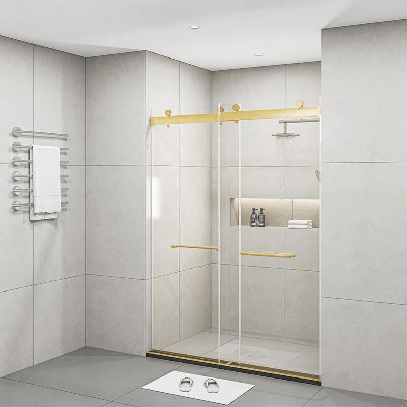 Dimorphos Frameless Sliding Glass Shower Doors with 3/8"(10mm) Clear Tempered Glass 11DD701957Q
